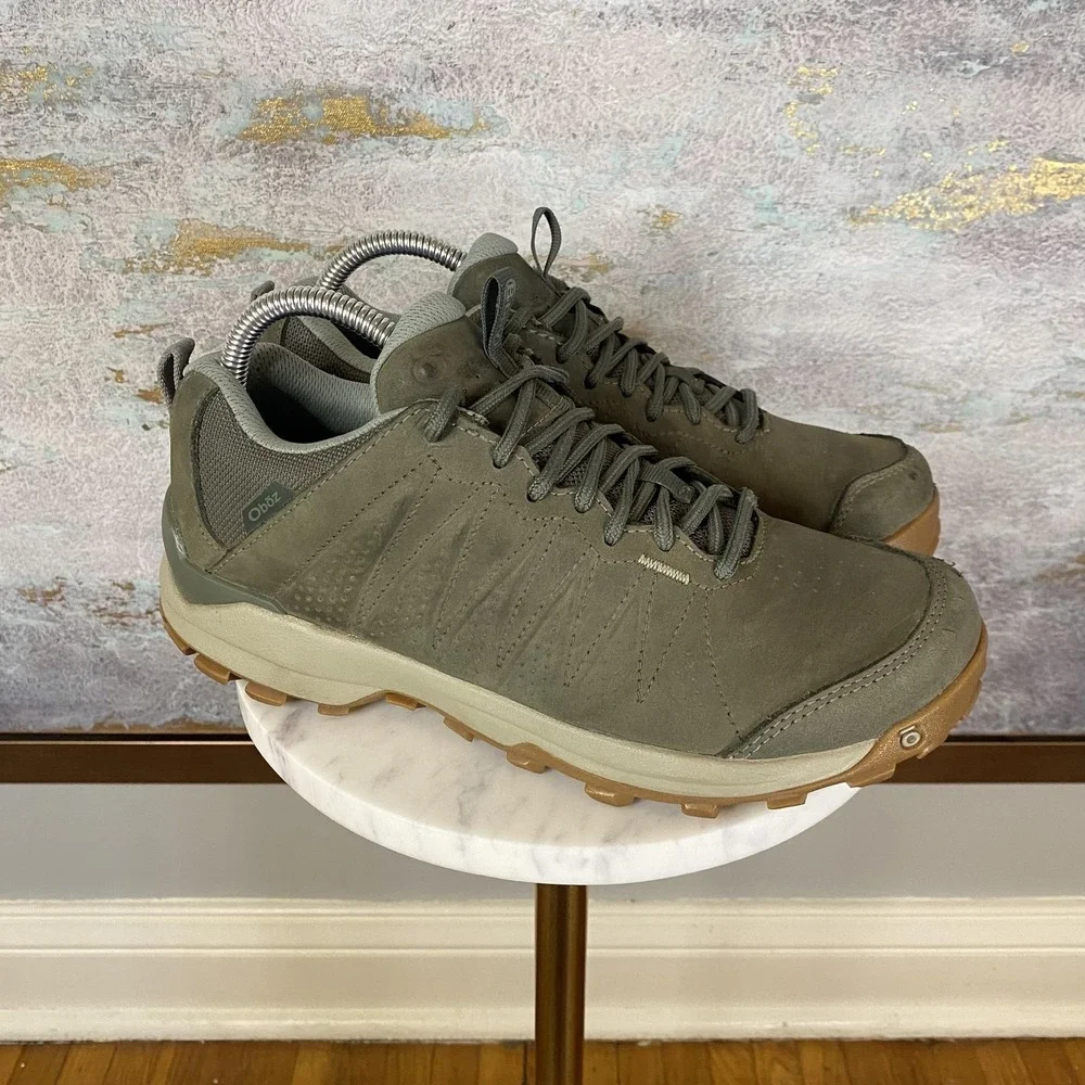 Oboz Shoes Mens Size 9 Green Leather Waterproof Hiking Trail Casual Sneakers